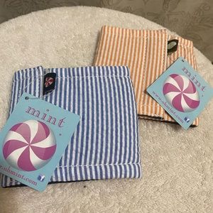 🏈AUBURN colored orange and blue seersucker can or bottle koozies SET by Mint🏀